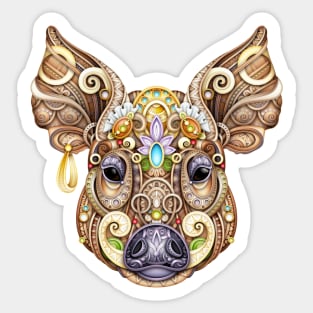 Ornate Decorative Boar, Wild Animal Head Sticker